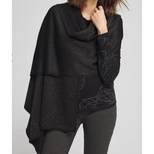 Chico's Black All Purpose Anti-Wrinkle Packable Travel Shawl‎ Scarf Wrap 76 x 28
